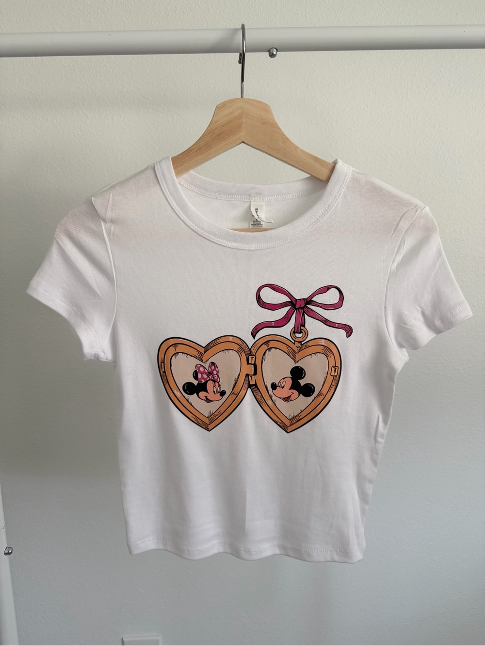 Mickey and Minnie Heart Locket Bow Crop Top Small